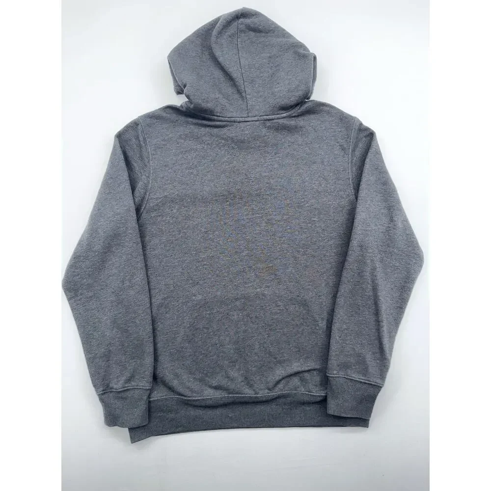 The North Face Men's Gray Pullover Hoodie M Fuzzy Black Logo Drawstring Pockets